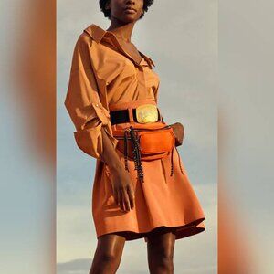 Dorothee Schumacher Spring 2019 Orange Taffeta Oversized Button-Up Shirt